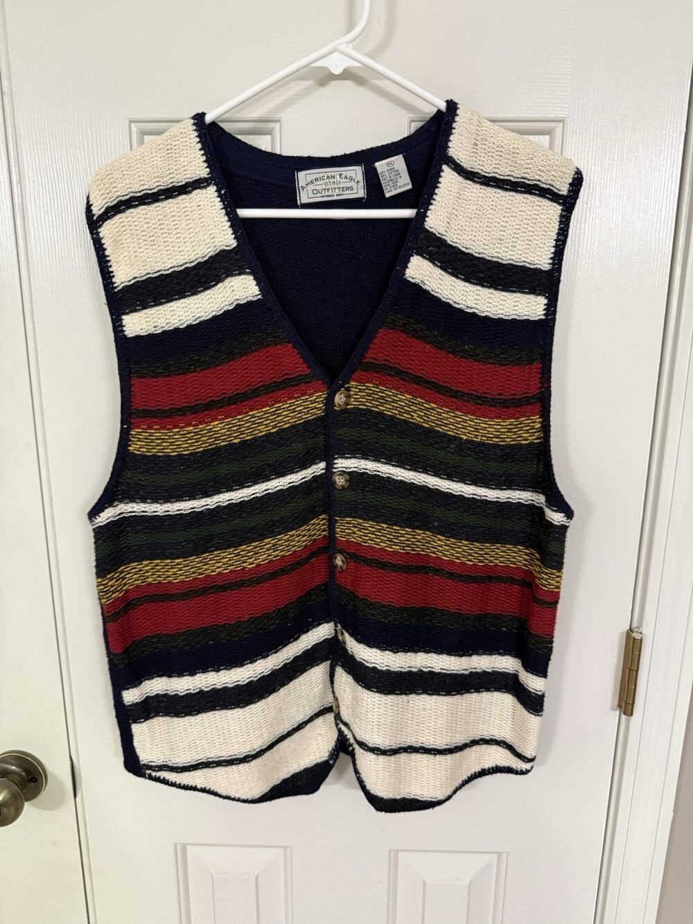 Vintage 1990s American Eagle Outfitters Men’s Sweater Vest Stripe XL